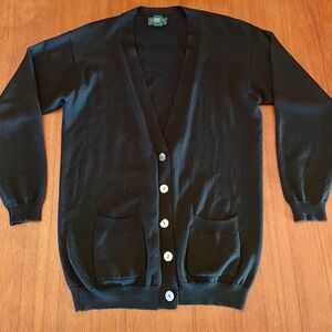 Vintage Charter Club Long Black Wool Cardigan Sweater